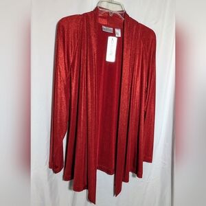 NWT CHICO'S Travelers Red Shimmery Cardigan/Jacket Christmas or New‎ Year's| 3